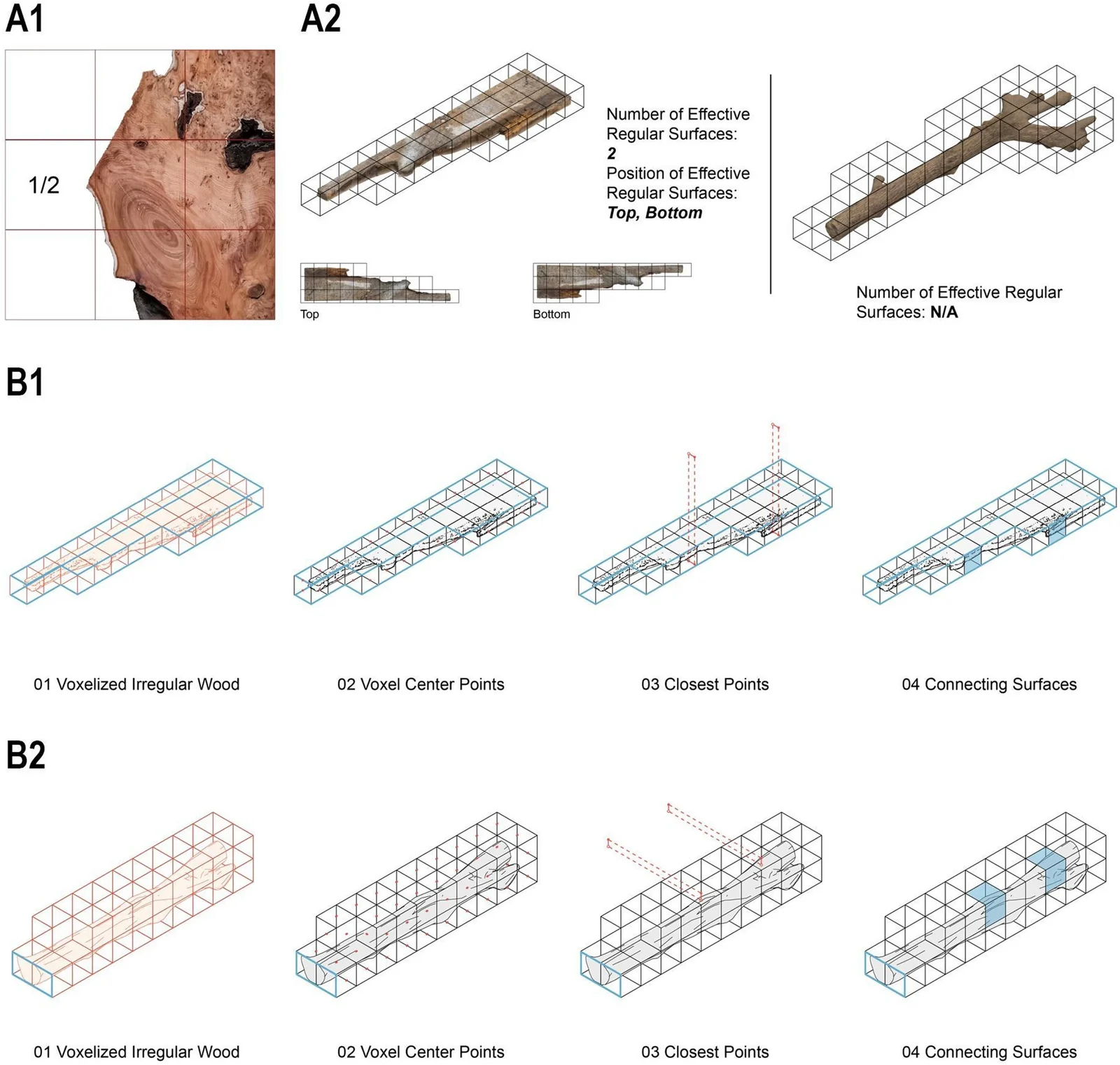 Figure 2 &mdash; Voxelisation and connection rules
